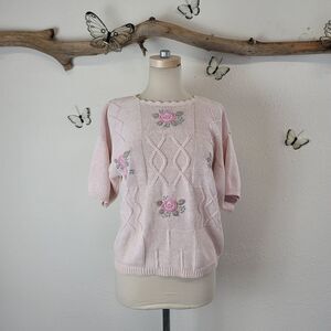 Vintage grandma cottage core short sleeve sweater